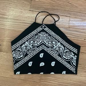 Bandanna printed cross back top